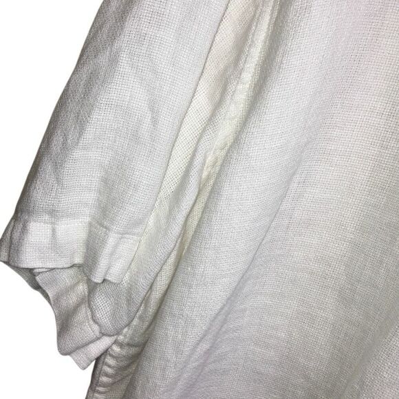 473. Breakwater 100% linen beachy button down short sleeve top - Picture 2 of 6